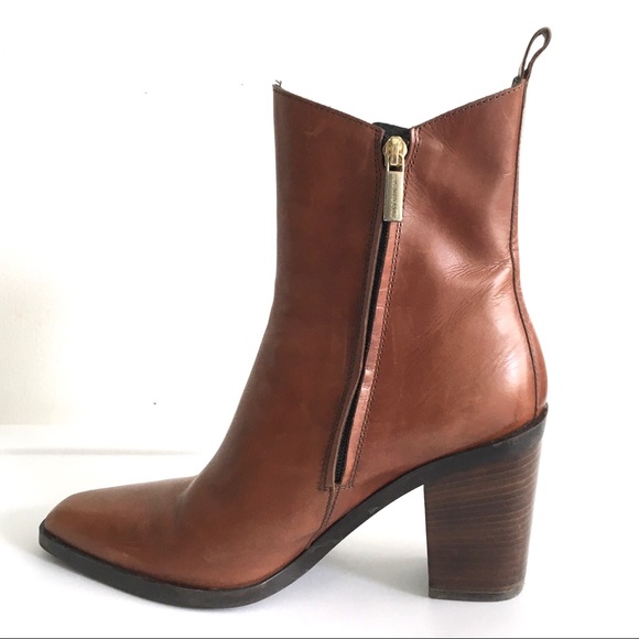 (SOLD) PONS QUINTANA Leather Ankle Boots Cognac 9 - Picture 4 of 11